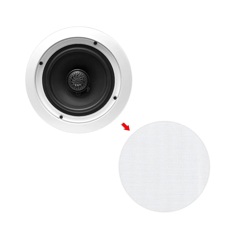 Pyle PDIC60T 6.5" In-Wall/In-Ceiling 2-Way Stereo Speakers with 70V Transformer - Flush Mount, White, Pair
