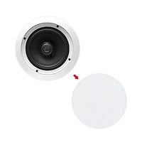 Pyle PDIC60T 6.5" In-Wall/In-Ceiling 2-Way Stereo Speakers with 70V Transformer - Flush Mount, White, Pair