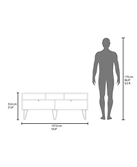 Salunga Tv Stand, 2 Doors, 3 Shelves, 5 Legs, White/Natural Oak