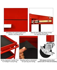 3-Tray Tool Cart with Drawer and 4 Universal Wheels