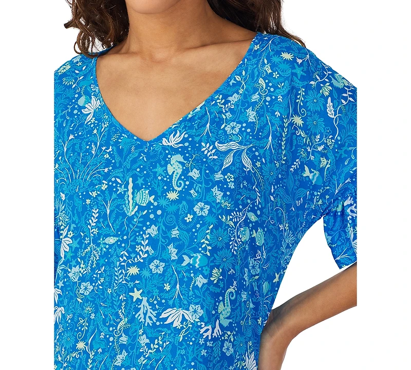 Cuddl Duds Women's Printed Short-Sleeve Sleep Tunic
