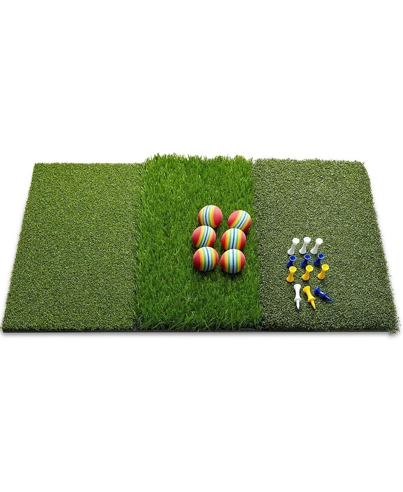 Wosofe Golf Practice Hitting Net Indoor Backyard Home Chipping 2 Target Ball Swing Training Aids Golfing Accuracy with Tri-Turf Mat and Carry Bag Grea