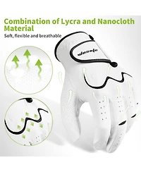 Wosofe Men s Golf Glove Left Hand non-slip breathable Lycra Nanocloth Soft Comfortable No Sweat All Weather liner and Green Fork