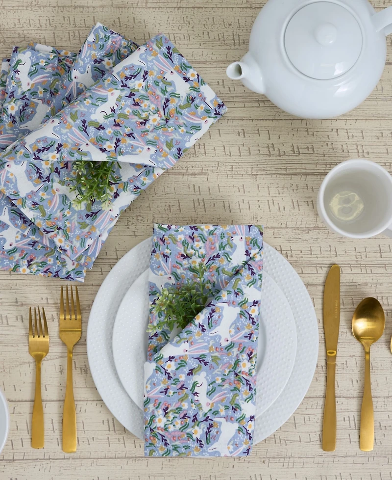 Design Imports Bunny Meadows Printed Cotton Napkins, Set of 4