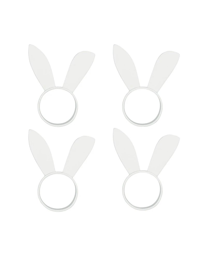 Design Imports White Bunny Ears Aluminum Napkin Ring, Set of 4