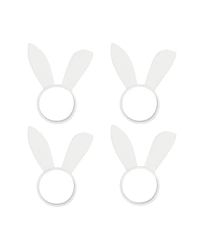 Design Imports White Bunny Ears Aluminum Napkin Ring, Set of 4