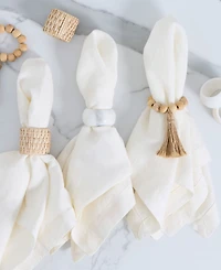 Design Imports Wood Napkin Ring, Set of 4