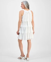 Robbie Bee Petite Pleated Tiered Chiffon A-Line Dress