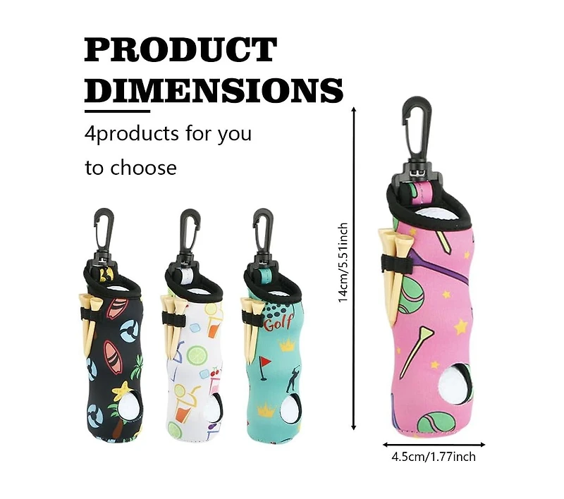 Wosofe Golf Ball carry bag golf tee bag with hook portable waist bag golf ball storage bag can hold 3 golf balls and 3 tees