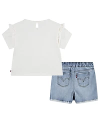 Levi's Toddler Girls 2-Piece Ruffle T-Shirt and Skort Set