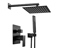 Aquaterior Shower Faucet Set Wall Mount Concealed Mixer Valve Rain Matte Black