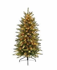 Puleo 4.5FT Pre-lit Slim Franklin Fir Artificial Christmas Tree
