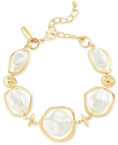 Style & Co Gold-Tone Baroque Imitation Pearl Orbital Flex Bracelet, Exclusively at Macy's
