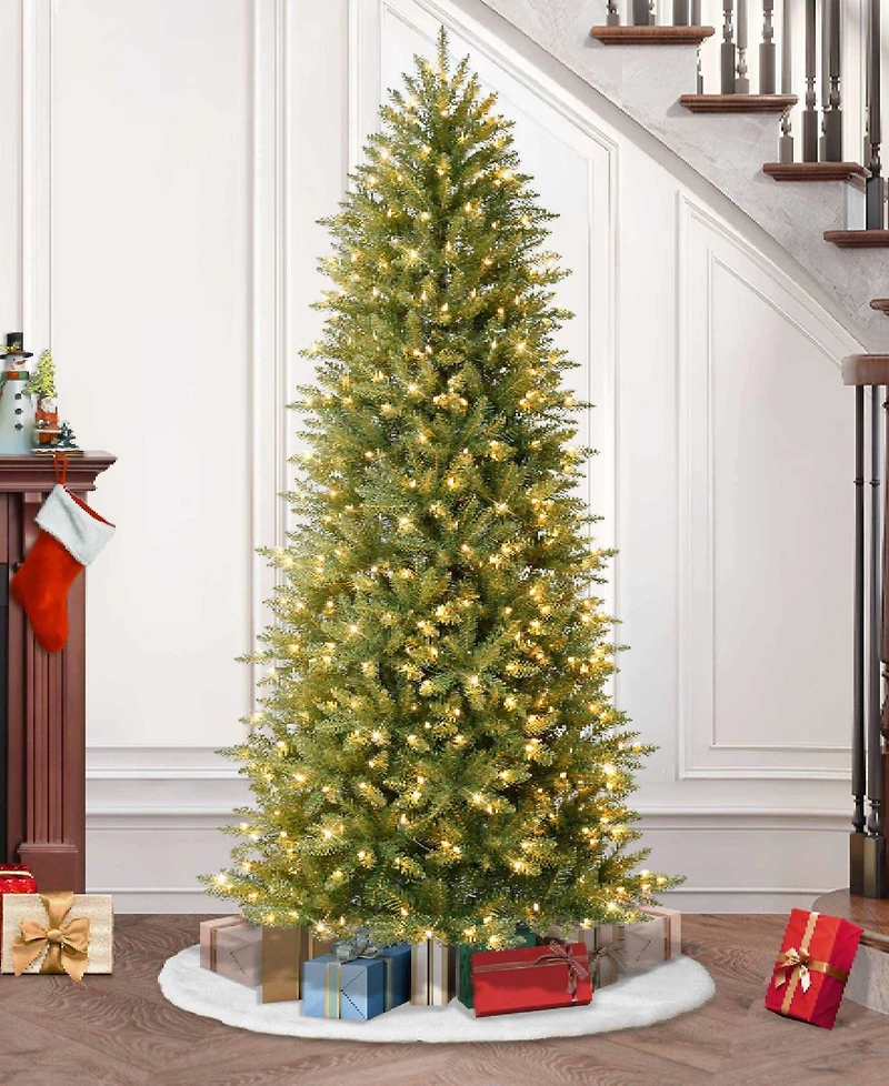 Puleo 7.5FT Pre-Lit Slim Franklin Fir Artificial Christmas Tree
