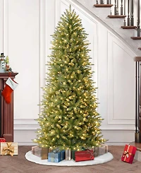 Puleo 7.5FT Pre-Lit Slim Franklin Fir Artificial Christmas Tree