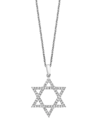 Lali Jewels Diamond Star of David 18" Pendant Necklace (1/3 ct. t.w.) in 14k White Gold