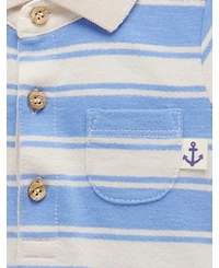Purebaby Baby Boys Striped Polo Growsuit