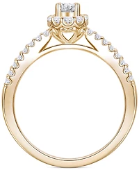 Diamond Oval Halo Three Row Engagement Ring (1 ct. t.w.) in 14k Yellow or White Gold