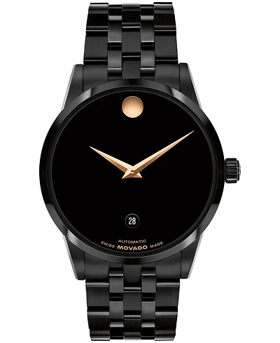 Movado Men's Museum Classic Swiss Automatic Black Pvd Watch, 40mm