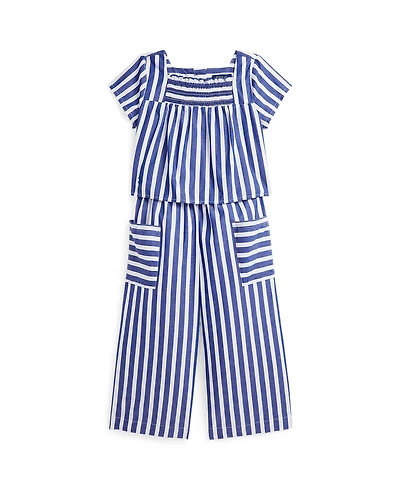 Polo Ralph Lauren Toddler and Little Girls 2-Piece Striped Top Cropped Pant Set
