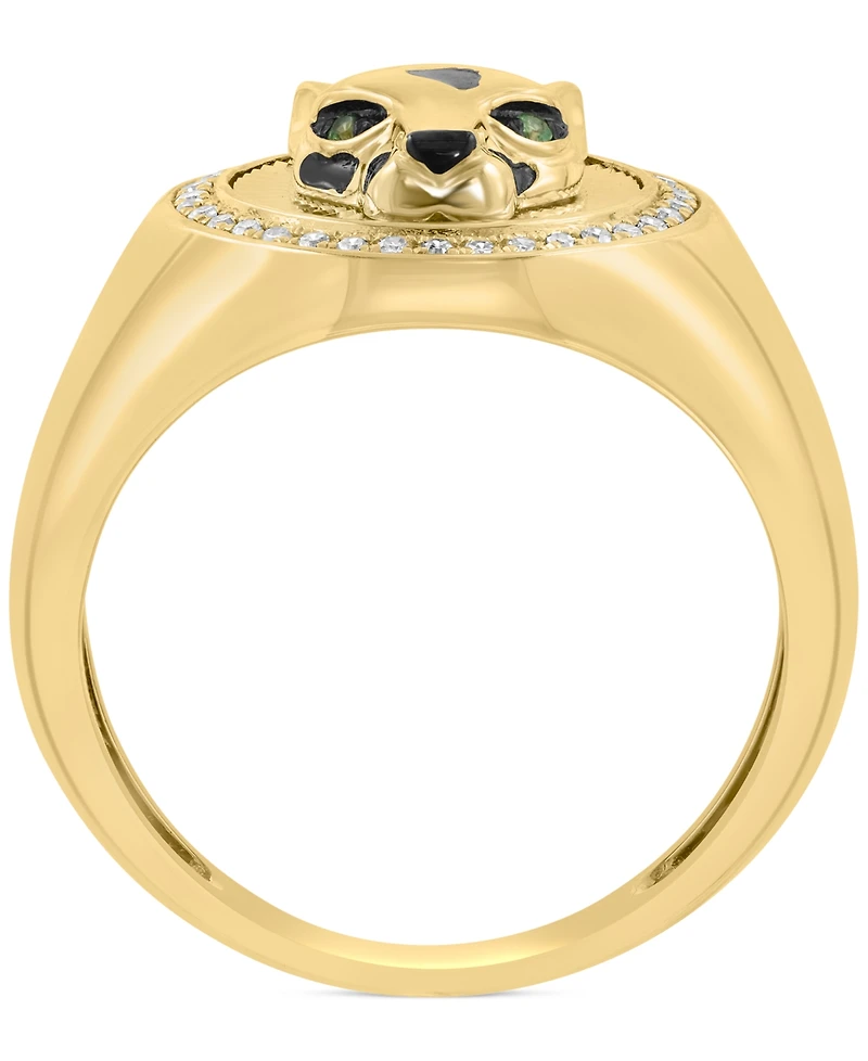 Effy Men's Diamond (1/6 ct. t.w.) & Tsavorite Accent Panther Ring in 14k Gold