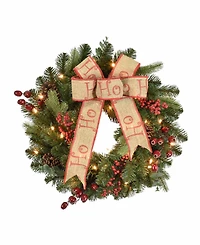 Puleo International 24" Prelit Premium Decorated Wreath with 35 Clear Incandescent Lights