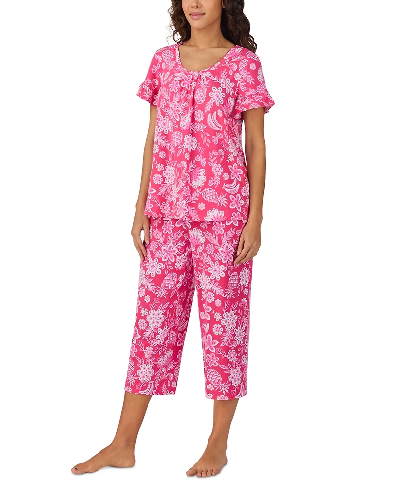 Cuddl Duds Women's Short-Sleeve Cropped Pajama Set