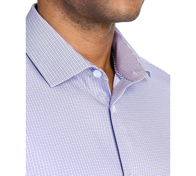 Men's Recycled Slim Fit Check 4-Way Stretch Performance Dress Shirt
