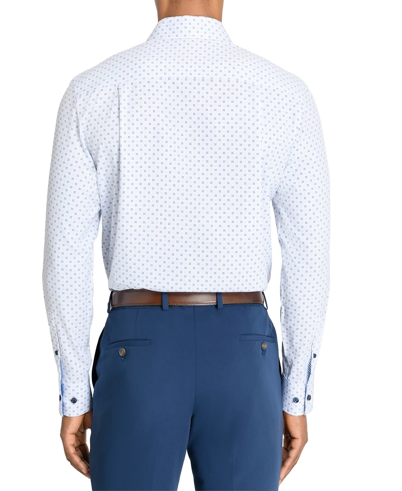 Men's Recycled Slim Fit Micro Geo 4-Way Stretch Performance Dress Shirt