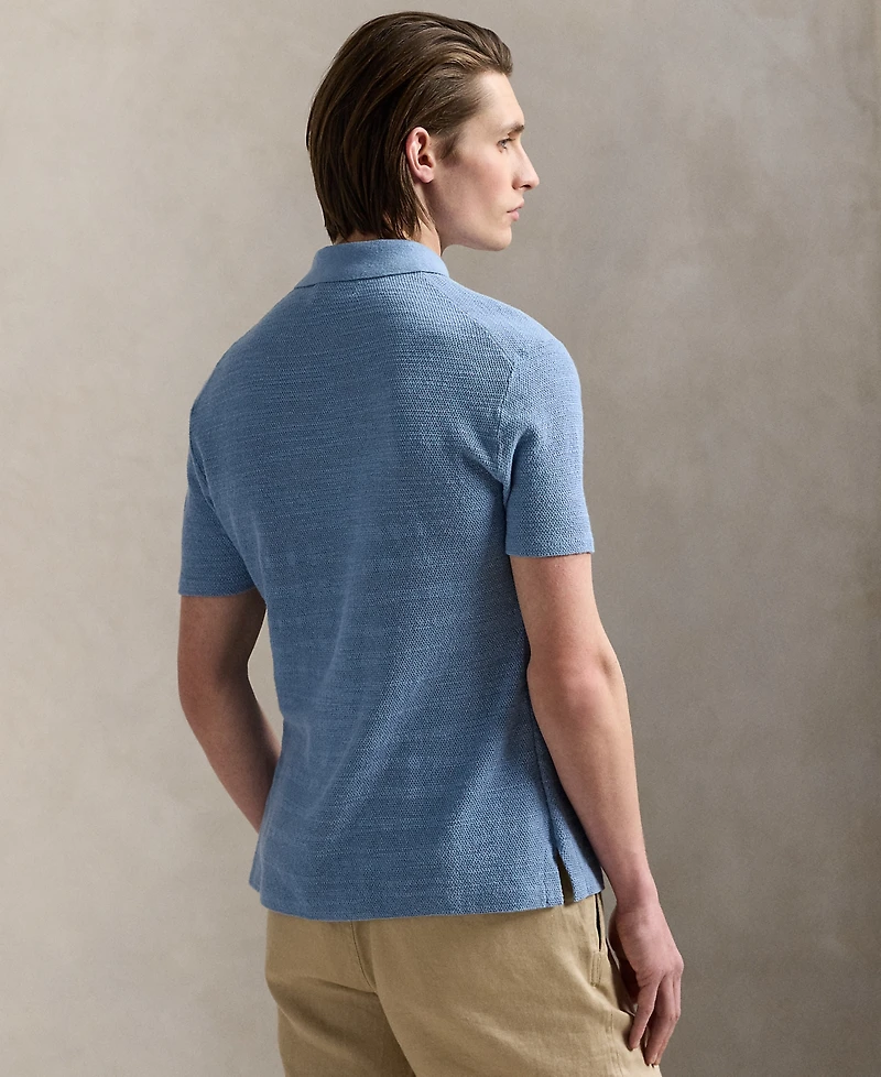 Polo Ralph Lauren Men's Textured Cotton-Linen Shirt Sweater