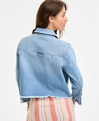 Liverpool Los Angeles Women's Striped Denim Cropped Shacket