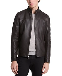 Michael Kors Men's Leather Racer Jacket, Created for Macy's