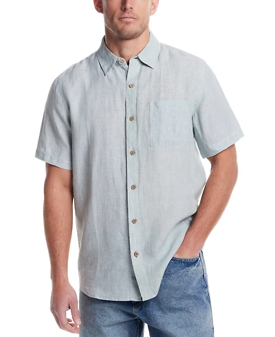 Weatherproof Vintage Men's Regular-Fit Solid Button-Down 100% Linen Shirt