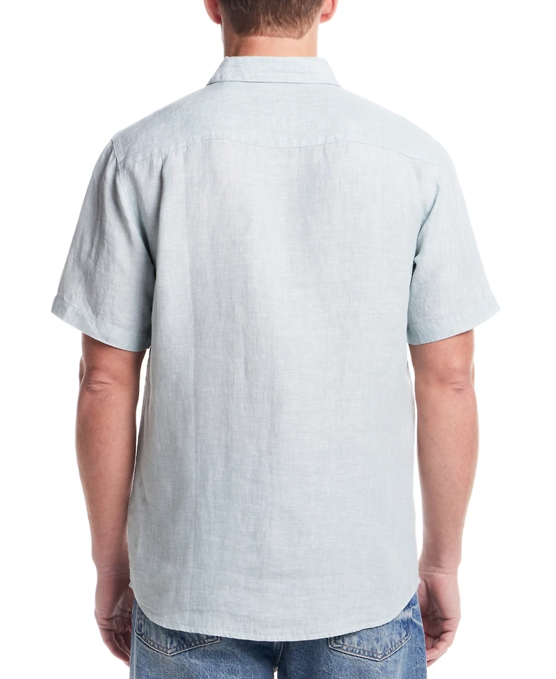 Weatherproof Vintage Men's Regular-Fit Solid Button-Down 100% Linen Shirt