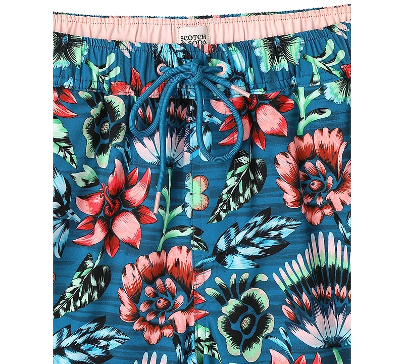 Scotch & Soda Men's Full Bloom Floral Drawstring Swim Trunks