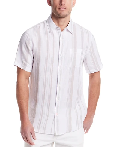 Weatherproof Vintage Men's Regular-Fit Stripe Button-Down 100% Linen Shirt