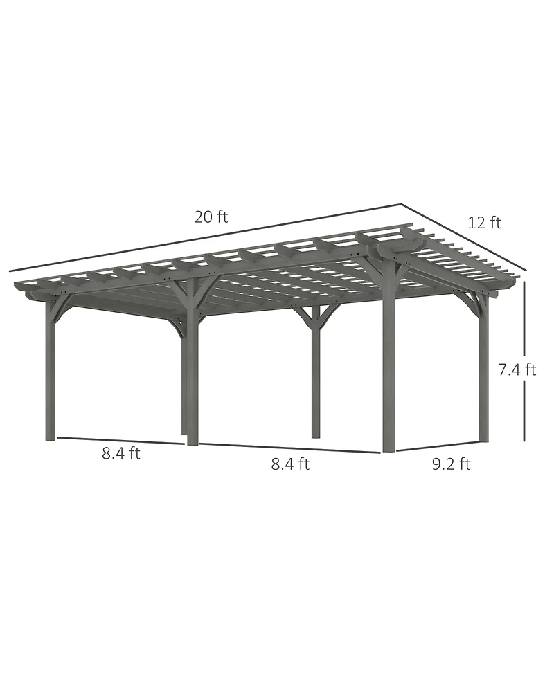 Outsunny 12' x 16' Wooden Pergola, Outdoor Gazebo for Vines,
