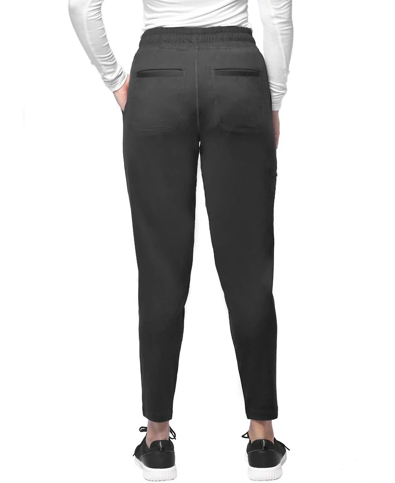 Medichic Women's Scrubs Mid Rise Slim 5 Pocket Active Yoga Scrub Pants, Wine Xx Small