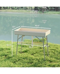Outsunny 3.4ft Folding Ice Cooler Table with Drain, Party Table,