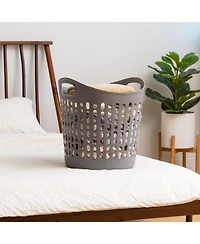 Iris Usa 3 Pack Laundry Basket 40L Durable and Flexible, Portable Round Bin, 1.15 Bushel Hamper for Storage with Ventilation Holes for Closet Dorm, Gr