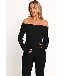 Petal and Pup Women's Gindie Ribbed Knit Off The Shoulder Pant Set