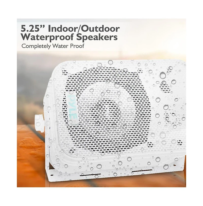 Pyle PDWR40W 5.25" Waterproof Indoor/Outdoor Wall Mount Speakers - 400W, White, Pair