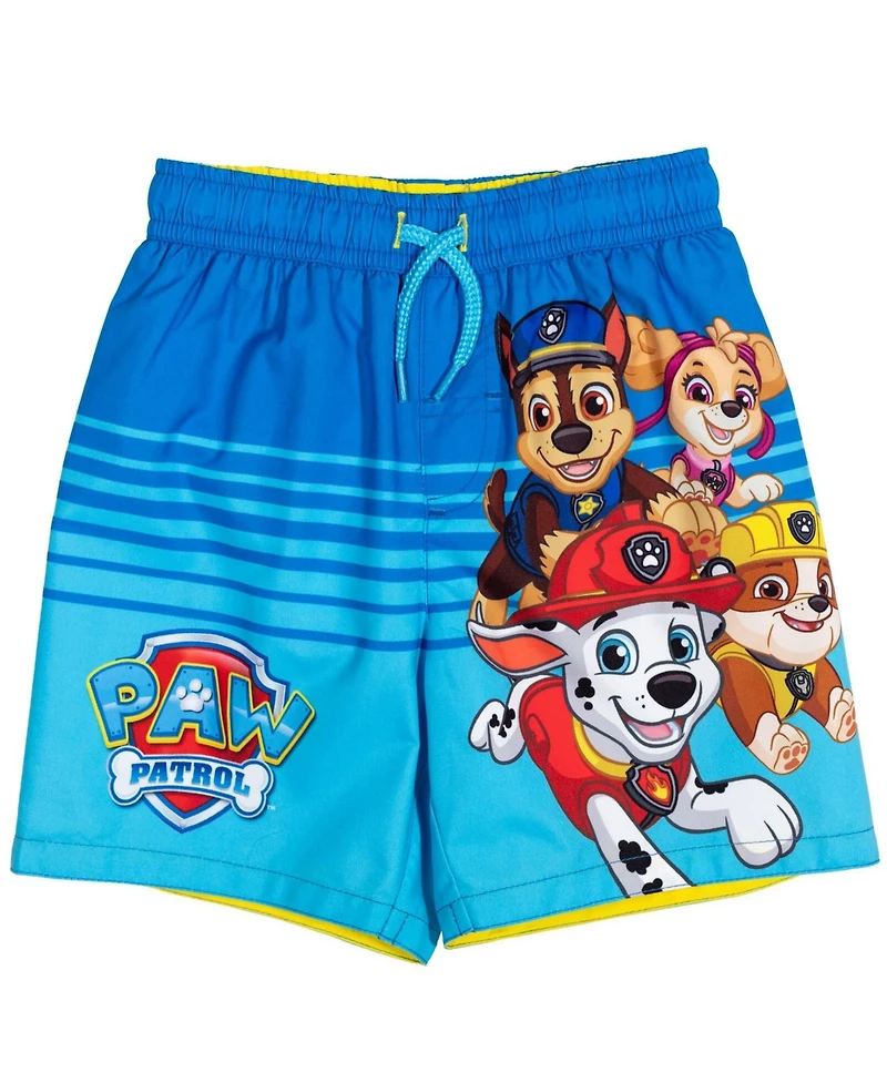 Paw Patrol Little Boys Pullover Rash Guard and Swim Trunks