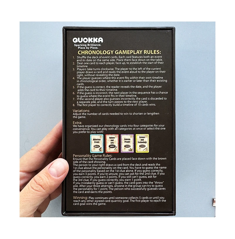 Quokka Usa History & Personality Board Card Game - Istoria 500 Cards - Educational Games for Kids 15+ and Adults