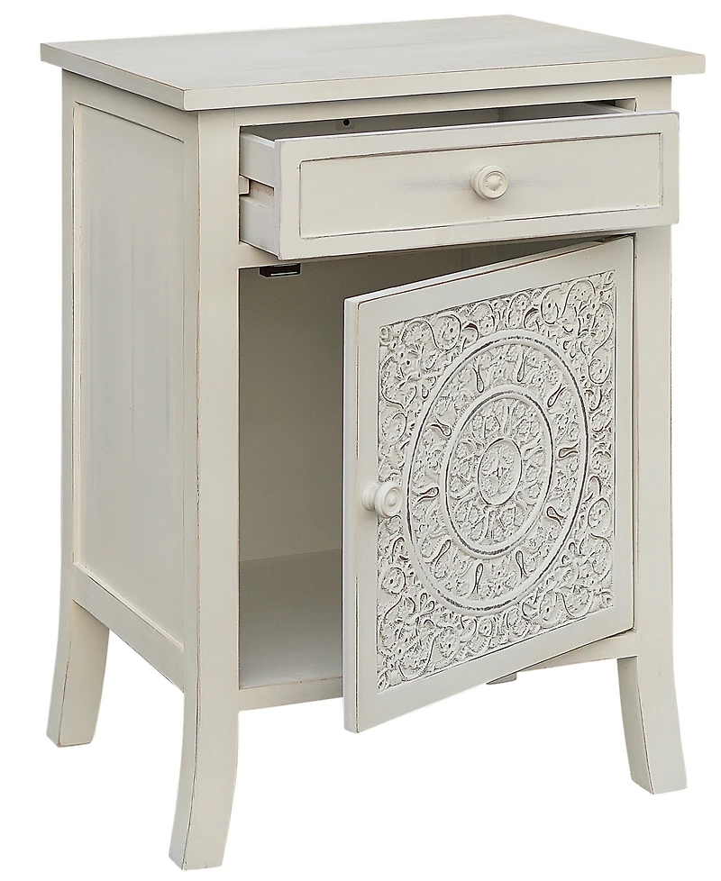 Gallerie Decor Antiqued Carved Side Table