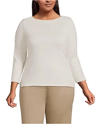 Lands' End Women's Plus Mariner Jersey Boatneck Top