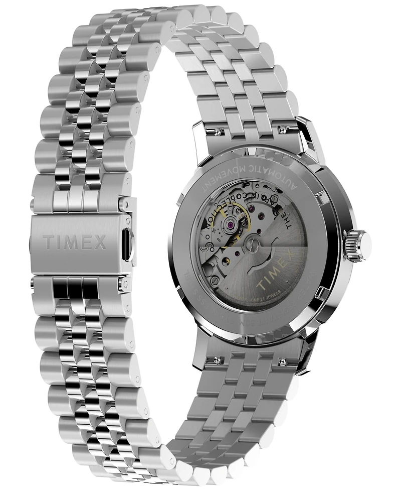 Timex Men's Mechanical Automatic Silver-Tone Stainless Steel Watch, 40mm