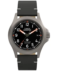 Timex Men's Quartz Analog Black Leather Watch, 38mm