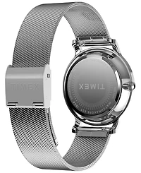 Timex Women's Quartz Analog Silver-Tone Stainless Steel Watch, 34mm