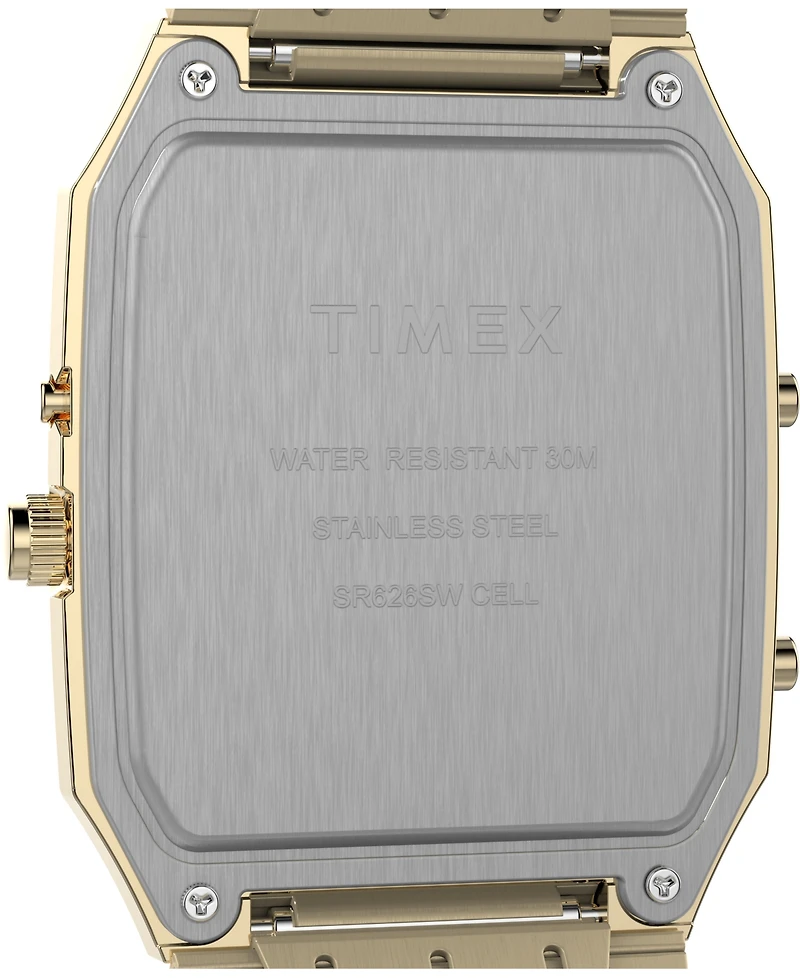Timex Men's Quartz Analog Digital Gold-Tone Stainless Steel Watch, 33mm